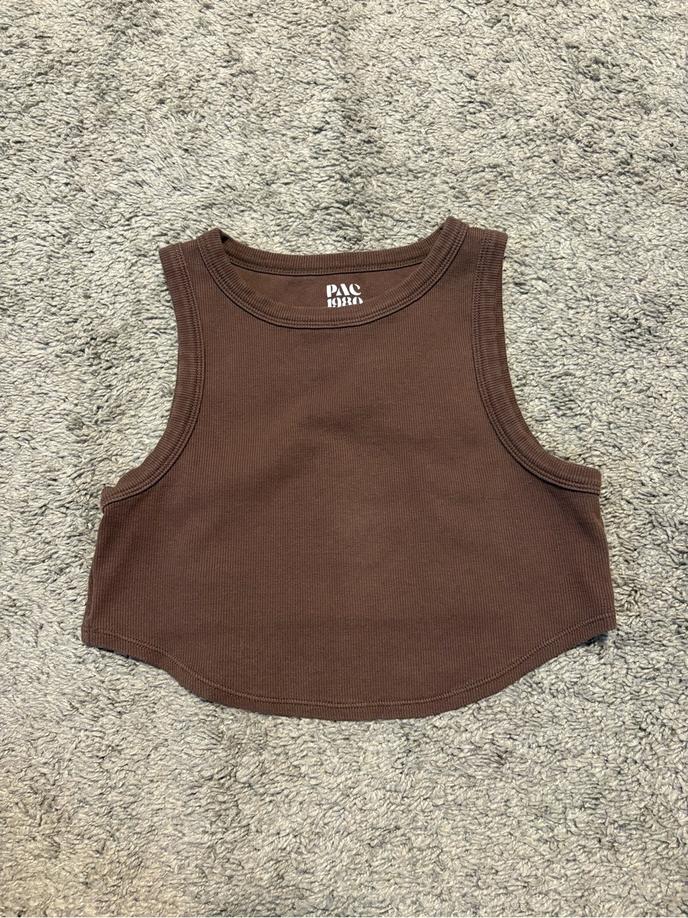 PacSun Women's Ribbed Cropped Tank in Brown